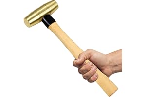 WEDO Brass Hammer 1/2lb,Wooden Hammer,Sledge Hammer,Solid Brass Mallet Hammer,Wooden Hammer Handle,Length 280mm,Die-Forged, Corrosion Resistant, DIN Standard