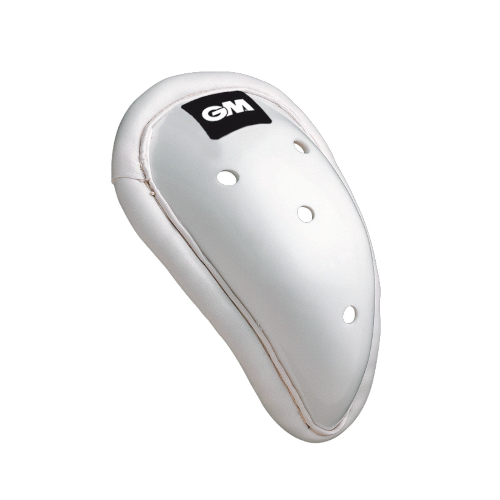 GM | Cricket | Anatomically Shaped Padded Box Abdo Guard | Strong Plastic Slip In Traditional Guard | Soft Padding For Secure Comfort and Fit | White | Adult | Gunn & Moore