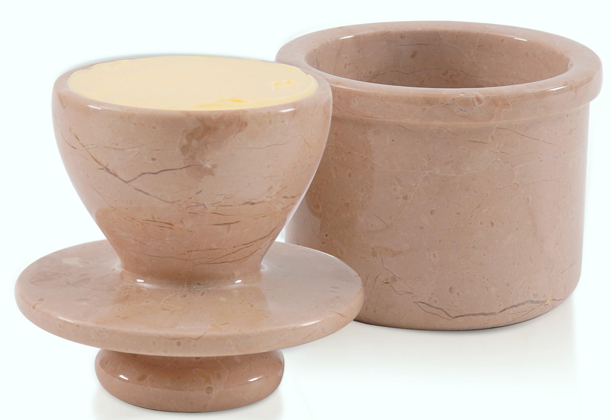 Radicaln Marble Butter Keeper 4.25" Inches Oceanic Handmade Butter Crock for Spreadable Butter Ideal Butter Crock for Counter with Water French Butter, Crock Pot & Butter Dish (Verona, Standard) — image 1