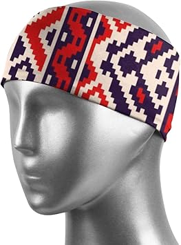 Amazon 赤黒と白のエスニックストライプ ヘッドバンド メンズ レディース ヘアバンド 汗止め 吸汗速乾 おしゃれ 肌触りが柔らかい 伸縮性抜群 男女兼用 Shshing ヘッドバンド