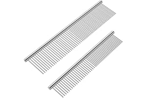 2 Pack Dog Combs with Stainless Steel Teeth Pet Hair Combs for Grooming Large Small Dogs Cats Home Professional Hair Grooming