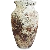 roro Handmade Rustic 7-Inch Brown Rustic Ceramic Vase - Antique Indoor Outdoor with an Elegant Classic -Shaped Design