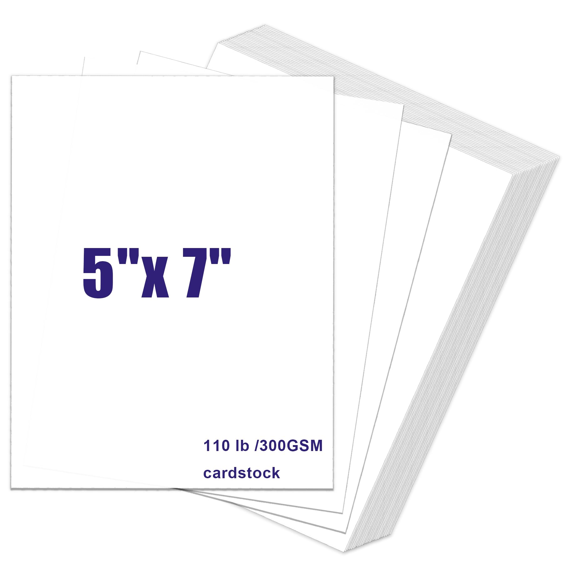 Photo 1 of 110lb White Cardstock 5x7, 120 Sheets Heavyweight White Card Stock 300 GSM for Wedding Invitations, Thank you Cards, Postcards, DIY Card Making (5'' x 7'')