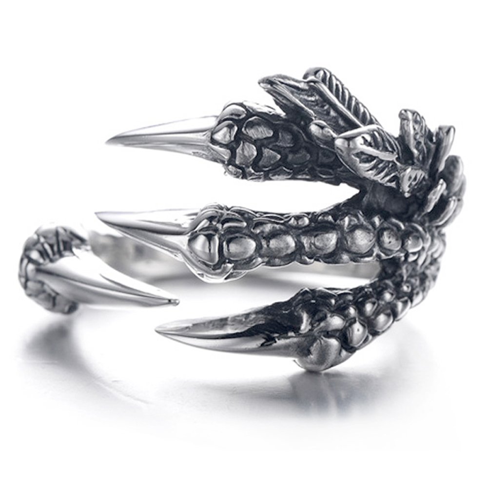 EQLEF Dragon Claws Ring, Mens Gothic Dragon Ring