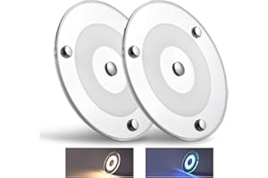 Obeaming 2 Pack 12V LED Ceiling Dome Light 400LM, 4.75" Dimmable Interior Light for RV Boat Camper Van Travel Trailer Truck Sailboat Interior Lighting,Surface Mount & Touch Switch (Warm White)