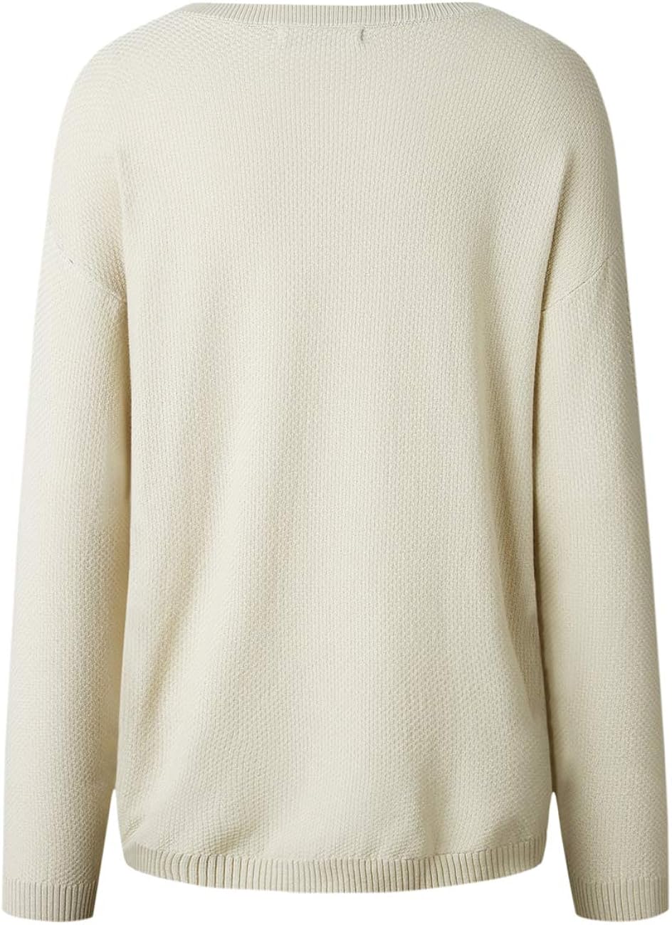 MEROKEETY Women's Long Sleeve Oversized Crew Neck Solid Color Knit Pullover Sweater Tops at  Women’s Clothing store