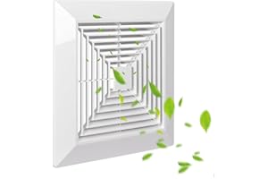 TIHCXNY White 1 Piece ( 9 “x 9 ”Inch) Bathroom Exhaust Fan Cover with Spring, Square Ceiling or Wall Mounted Exhaust Fan, Ceiling Fan, Grille, Air Diffuser, Diverter Ventilation Hood, Replacement Accessories