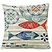 famibay Decorative Pillow Cover Ocean Park Theme Square Cotton Linen Throw Pillow Case Cushion Cover 18 x 18 (Fish)