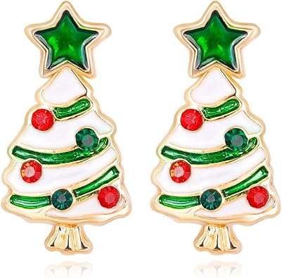 Regali Di Natale Con Foto.Orecchini Orecchini Di Natale Creativi Moda Diamante Orecchini Di Albero Di Natale Regali Di Festa Perfetti Colori Natalizi Amazon It Gioielli