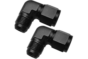 DUSCOKE 2PCS 10AN Female to 10AN Male Flare 90 Degree Elbow Swivel Union Fitting Adapter, Black Anodized Aluminum Hose Elbow Coupler Connector for Car Fuel Oil Line Modification Auto Accessory (AN10)