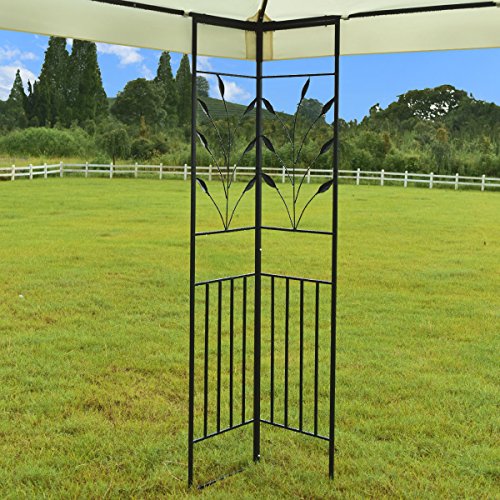 oldzon 2-Tier 10’x10’ Gazebo Canopy Shelter Patio Wedding Party Tent Awning Beige with Ebook