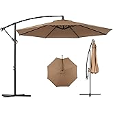 Backyard Expressions 10FT Cantilever Patio Umbrella – Outdoor Offset Hanging Umbrella with Smooth Crank, Tilt Adjustment & UV Protection – Heavy-Duty Steel Frame (Base Not Included)