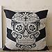 LINKWELL 18inches Black Chevron Skull Big V with Cross in the Forehead Halloween All Hallows' Eve Burlap Square Cushion Cover Pillow Case Mexican Day of the Dead Calavera All Souls Day Dia De Muertos