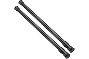 ZipGlo 2PCS Tension Rod 17 to 28 Inch - Black Adjustable Non Slip, No Drill Tension Curtain Rod, Small tension rod Short Tension Rod for Window, Kitchen, Doorway