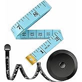 iBayam 2 Pack Tape Measure Measuring Tape for Body Fabric Sewing 60"/150cm | Soft Blue&amp; Retractable Black Double Scales Rulers, Vinyl Measuring Tape for Tailor Home Craft Body Weight Loss Cloth Knitting