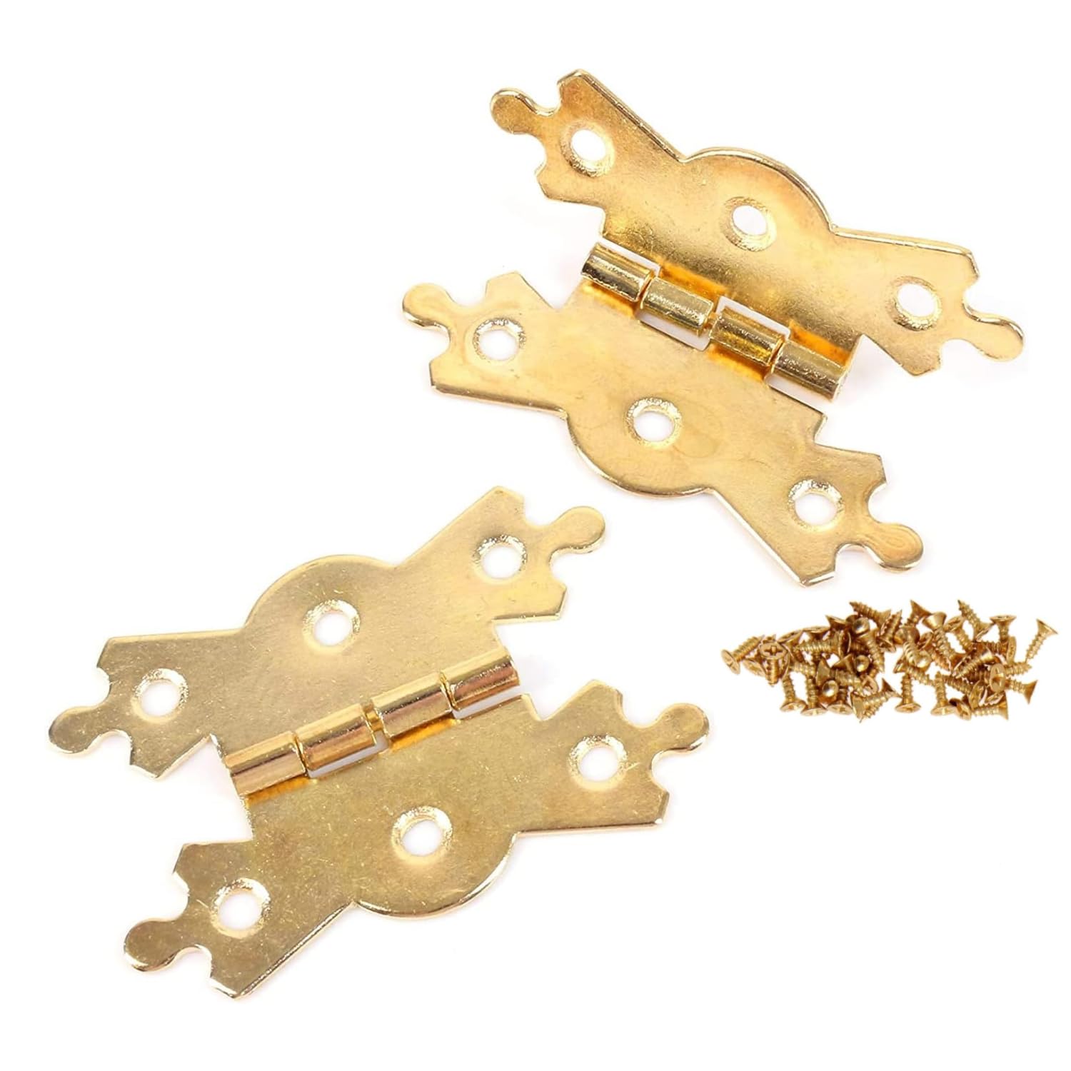 Decorative Polished Brass Butterfly Hinges 2-Inch Antique Butterfly Design Fancy Cabinet Door Hinge with Matching Screw Decorative Hinges Door Furniture Pack of 10.