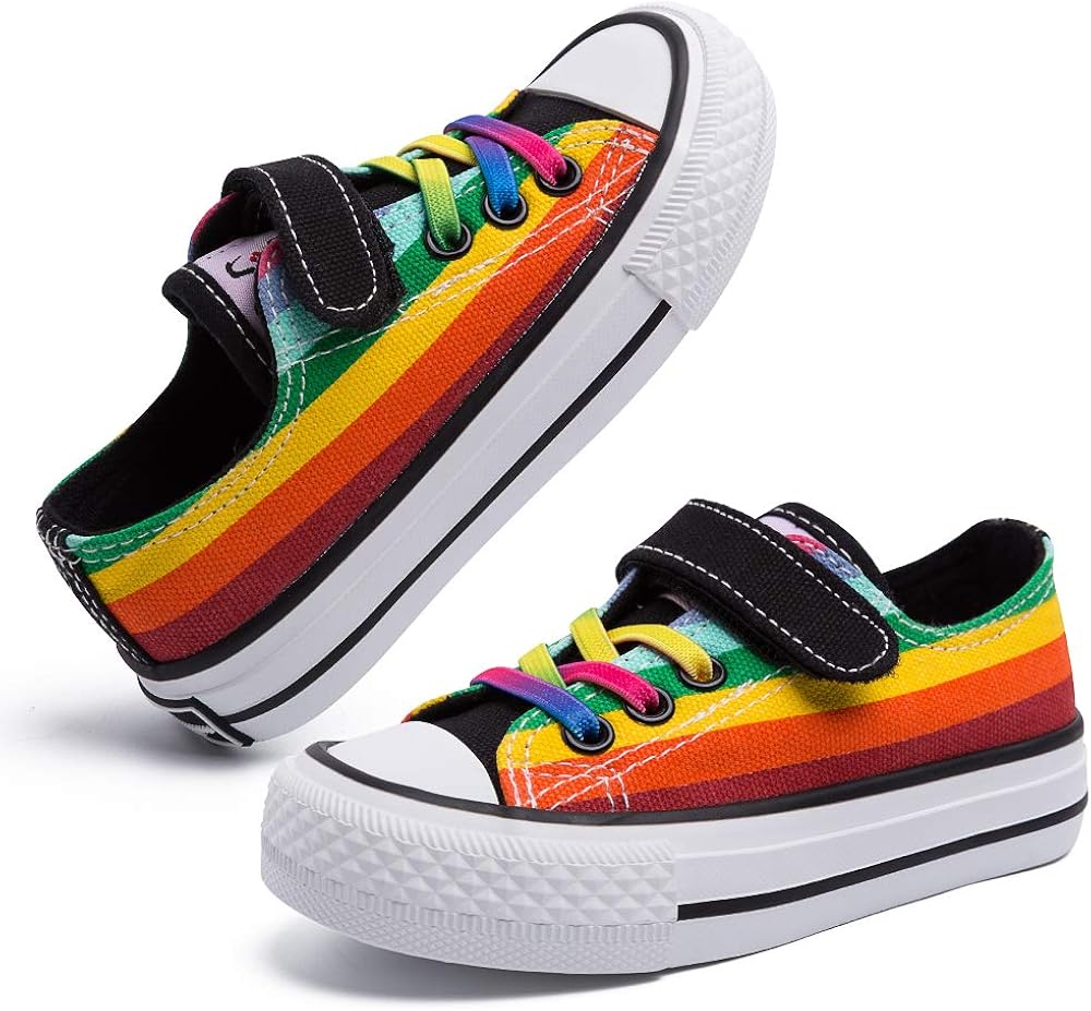 rainbow colored tennis shoes