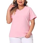 Agnes Orinda Plus Size t Shirts for Women Short Sleeve V Neck Basic Casual Summer Tops