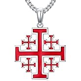 Swordgod Jerusalem Cross Necklace for Men 925 Sterling Silver Silver Cross Pendant Faith Jewelry Protection Necklace Gift for Father Dad Son