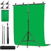 Green Screen Backdrop Kit, 6.5x5 Ft FT T-Shape Stand for Photography | Portable Green Screen Kit,4 Clamps, Carrying Case for Video Recording, Live Streaming, Gaming and Zoom Meetings