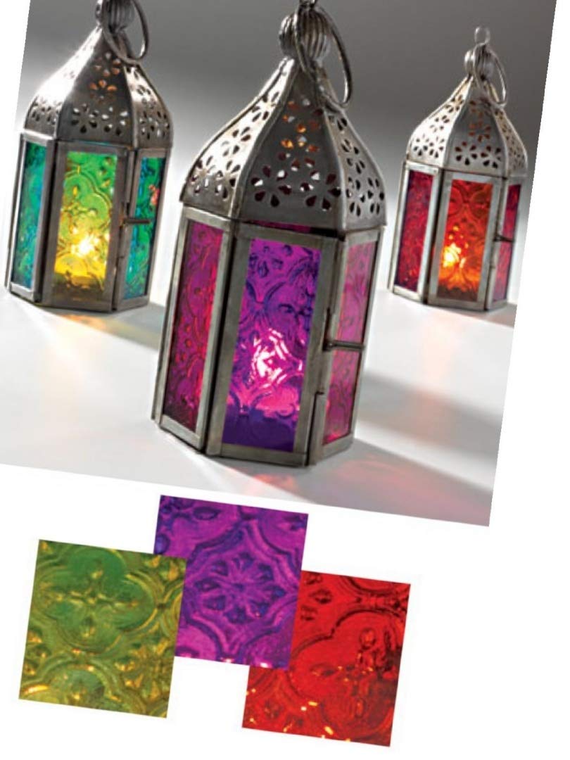 Moroccan Style Mini Tonal Glass Lantern Fair Trade (Turquoise/Green)
