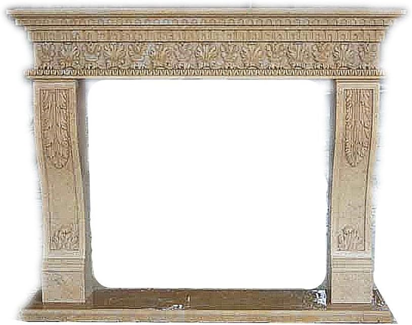 MCM3 Hand-made Honed Nature Stone Luxury Fireplace Mantel, Beige Limestone,67"x55"x11.8"