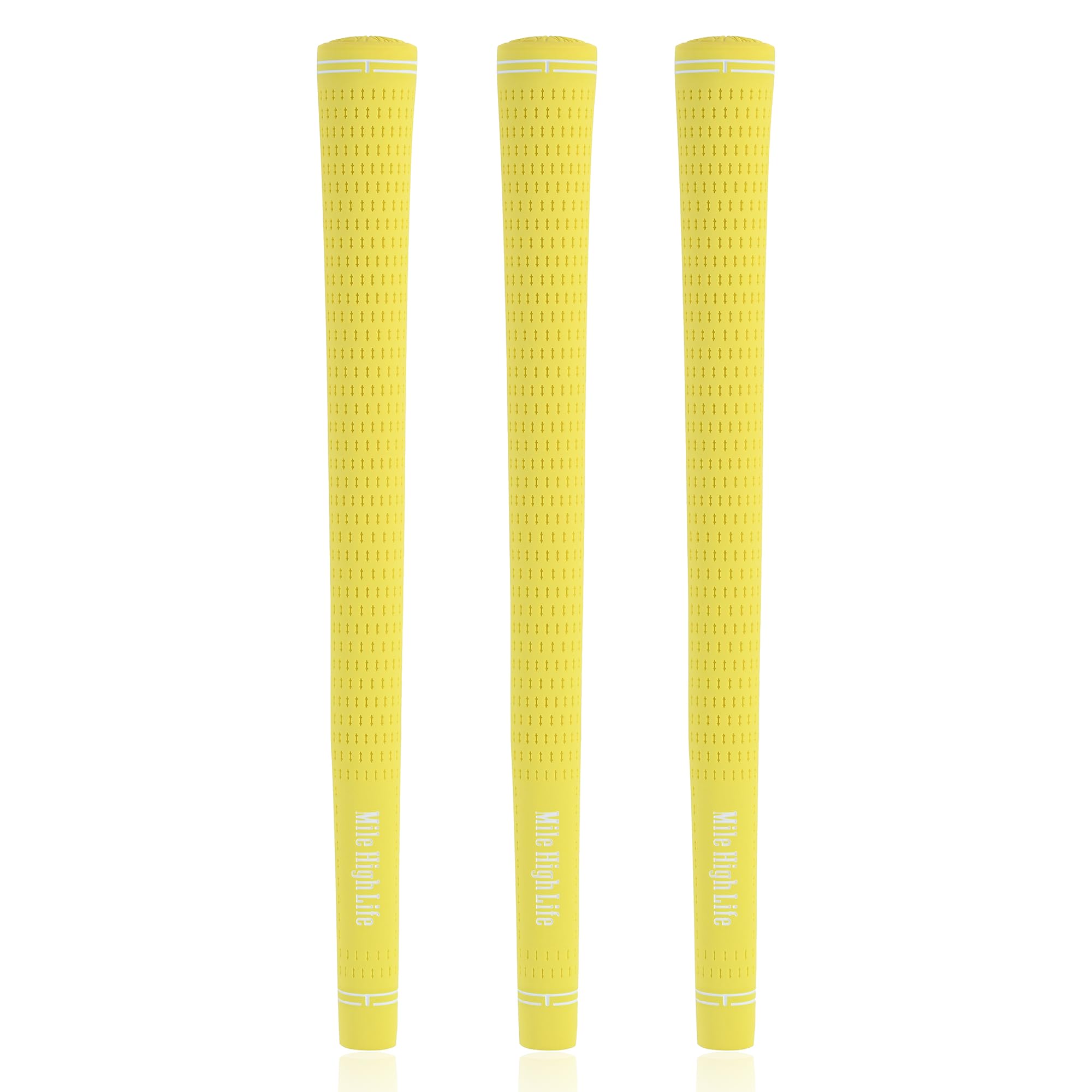 Mile High Life Golf Grips | Standard Golf Club Grips | 3 Pack or 13 Pack Golf Grips Bundle | Entry Level Rubber Golf Grip for Men, Women, Juniors(3 Pack Yellow)