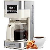 SHARDOR 10-Cup Programmable Coffee Maker, Regular &amp; Strong Brew Drip Coffee Machine for Home and Office, Auto Shut Off, Permanent Filter (Beige)