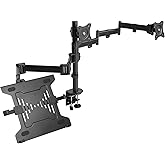 VIVO Dual Monitor + Laptop Mount for 13 to 27 inch Screens and 10 to 15.6 inch Laptops, Triple Screen Viewing, Articulating A
