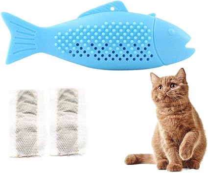 Foonee Jouet De Dentition De Brosse A Dents Pour Chat Forme De Poisson En Silicone Jouet