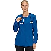 Scrub Jackets for Woman, Snap Front Nurse Jacket with 3 Pockets, Easy Care Soft Fabric
