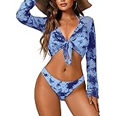 ShawGobow Sexy Bikini with Cover Up,Tie Dye Cheeky Swimsuits for Women,3 Piece Bathing Suit Beach Vacation
