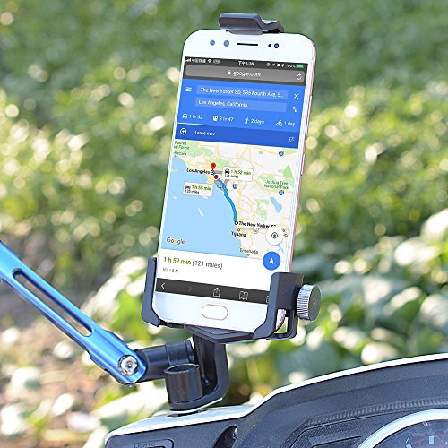 Bike Mount Phone Holder Adjustable Motorcycle Rear View Mirror Cell Phone Cradle Holder for Bicycle MTB Bike Fits iPhone 6, iPhone 7, iPhone 8, Samsung Galaxy S7, S6 & GPS, Black/Grey