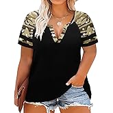 TIYOMI Plus Size T-Shirt for Women Raglan V Neck Breathable Short Sleeve Tunic Tops Soft Tee for Summer XL-5XL