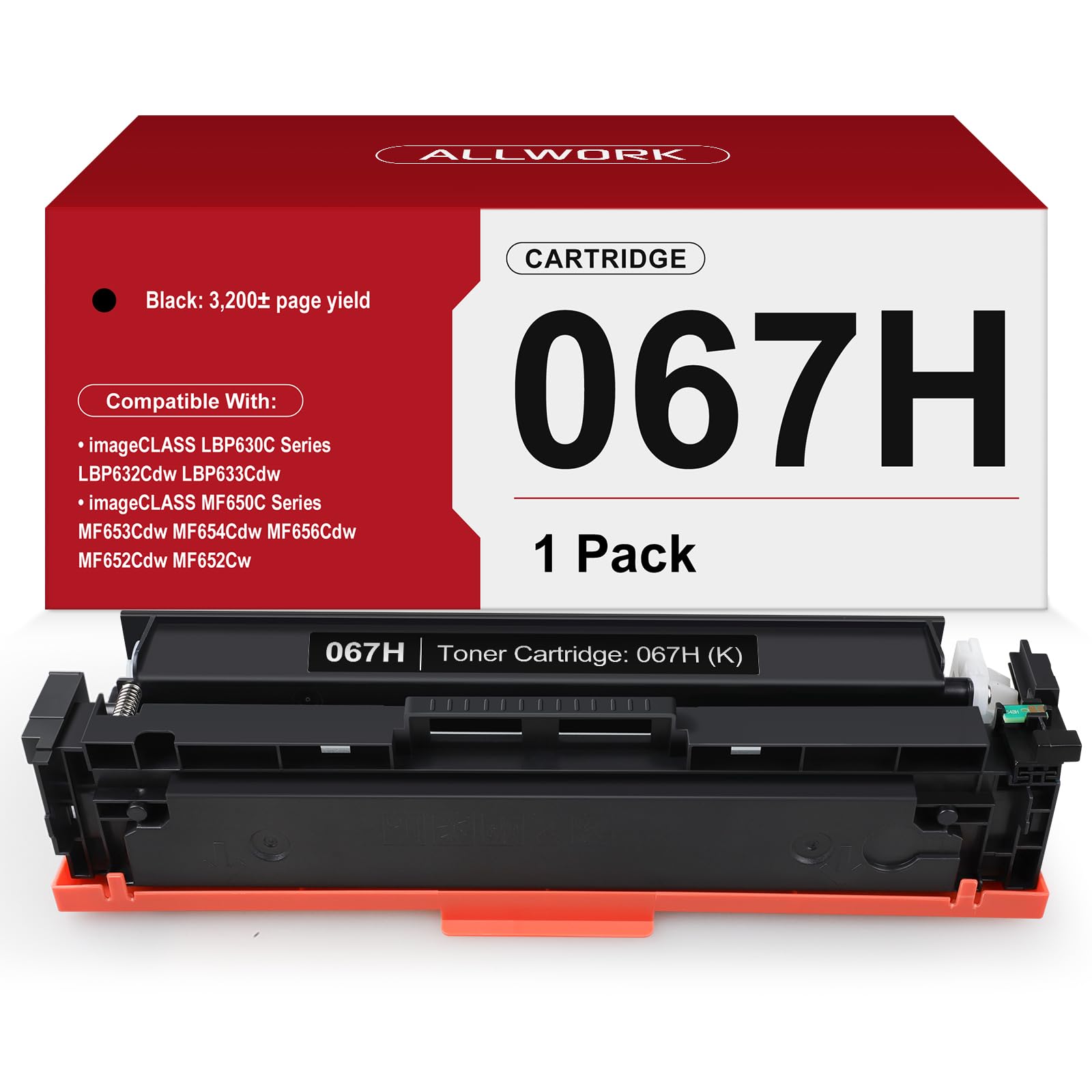 Photo 1 of 067H 067 Black Toner Cartridge Compatible Replacement for Canon 067H 067 High Capacity Works for Canon Color imageCLASS MF650C MF656Cdw MF653Cdw MF654Cdw LBP630C LBP632Cdw Printer 1-Pack with Chip