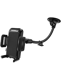 Mpow Cell Phone Holder for Car, Windshield Long Arm Car Phone Mount with One Button Design and Anti-skid Base Car Holder for iPhone X/8/7/7P/6s/6P/5S,Galaxy S5/S6/S7/S8,Google,Huawei