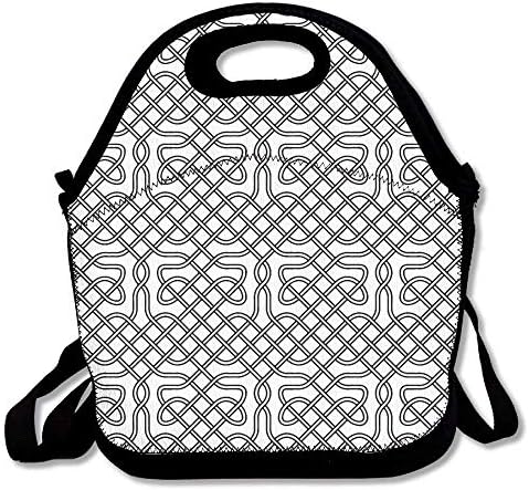 Horizontal Knotted Celtic Motif Textured with Heraldic South Scandinavian Graphic Work Awesome Lunch Tote Lunch Bag School Reusable