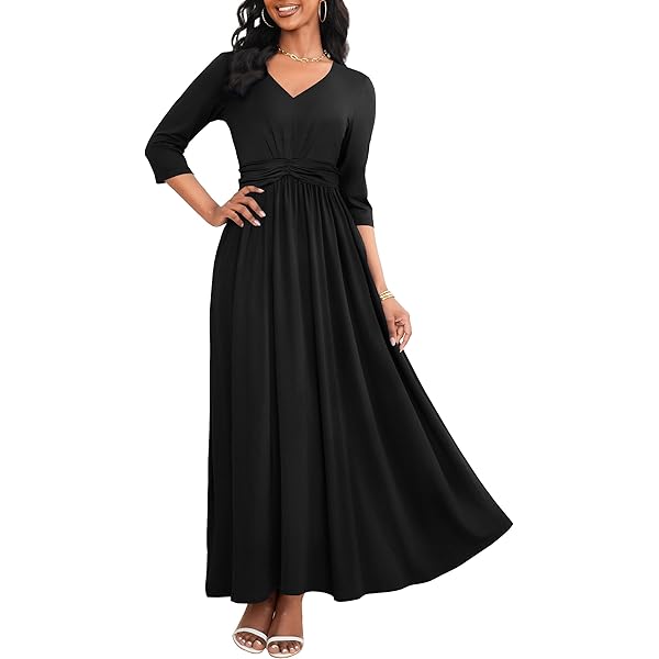 green emerald velvet dress LS Shoulder PAD V Neck Flared Dress to Midcalf, Black, XS at Amazon Women's  Clothing store main image 1