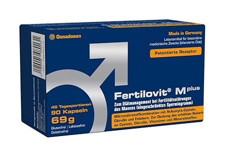 Fertilovit M plus | 90 Kapseln | 1,5-Monatspackung | hochdosierte Antioxidantien, Zink, Selen und mehr/zum Diätmanagement bei