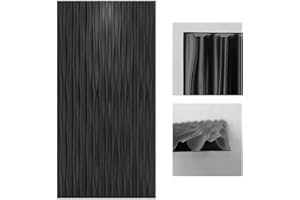 Art3d Black Large PVC 3D Wall Panels for Interior Wall Décor, Drop Ceiling Tile 2x4, 3D Textured Wavy Wall Panels Decorative, Pack of 6 Tiles(47.2"×23.6")