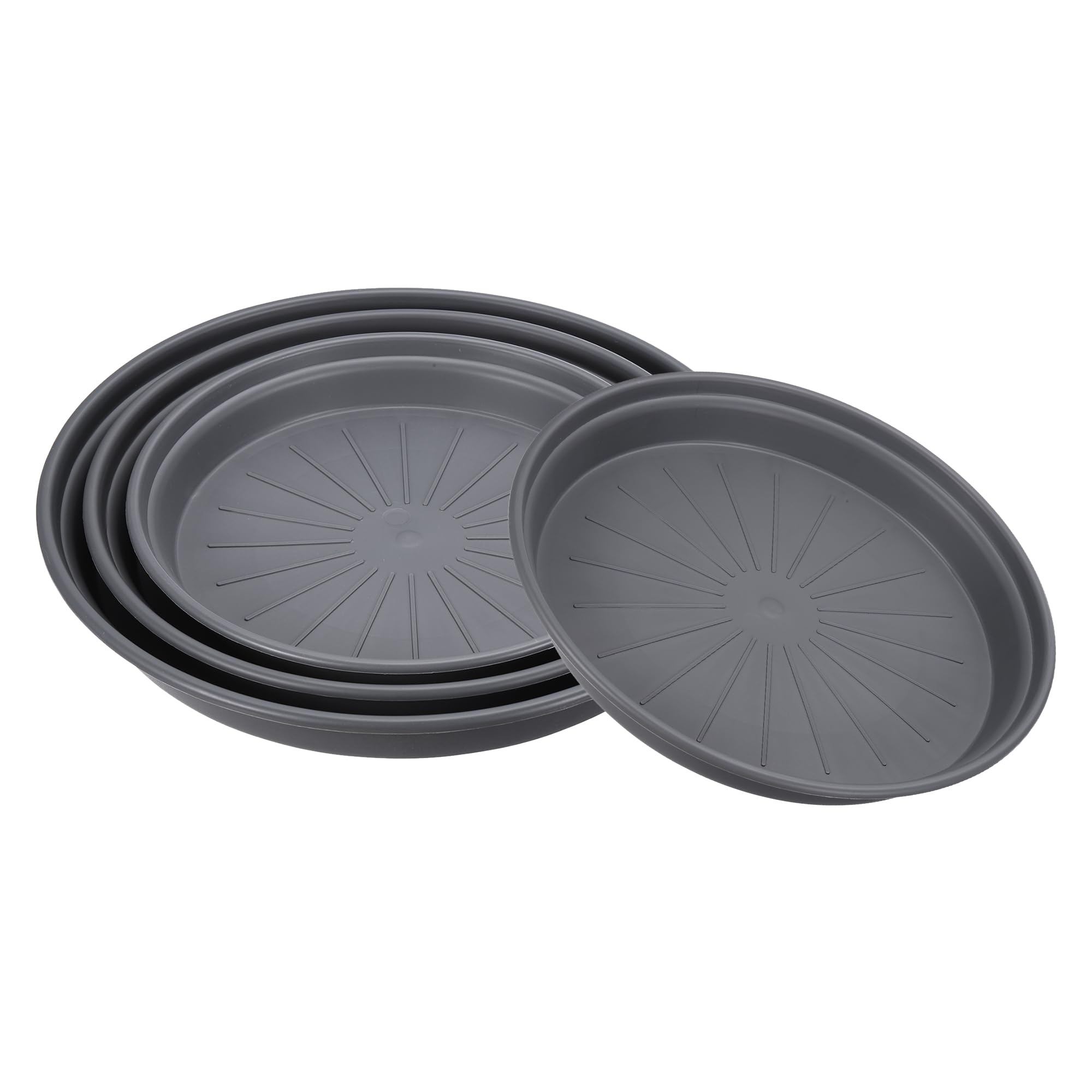 M METERXITY 3 Pack Planter Saucers - Plastic Plant Tray Flowerpot Drip Trays Round Apply to Outdoor/Garden (6.9''/9.3''/11.6'', Dark Grey)
