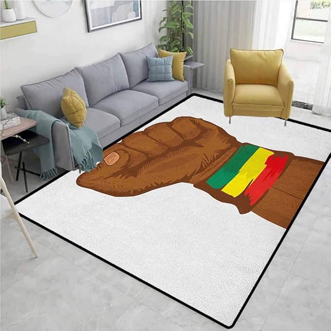 YucouHome Rasta Geometric Area Rug Dorm, Ethiopian Rebellion Symbol