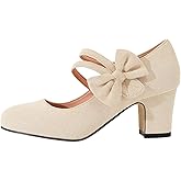 1920S Shoe for Women Vintage Mary Janes Lace Up Bridal Shoes Closed Toe Dress Shoe Chunky Heel Pumps Wedding Shoes