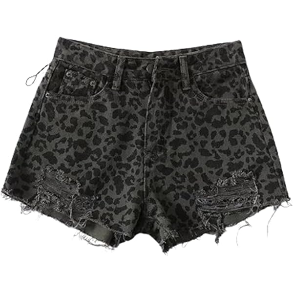 Hesaco Leopard Print Jeans - Y2k Shorts Cheetah Print Shorts
