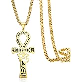 VASSAGO Eye of Horus Ankh Cross Necklace for Men Women Stainless Steel Ancient Egyptian Key of Life Pendant Necklace Amulet of Protection Protection Egypt Jewelry Gift