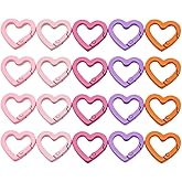 NUOBESTY Heart Shape Spring Snap Hooks Keychain Clips 20Pcs Metal Coil Clasps for DIY Crafts Jewelry Making Bag Accessories
