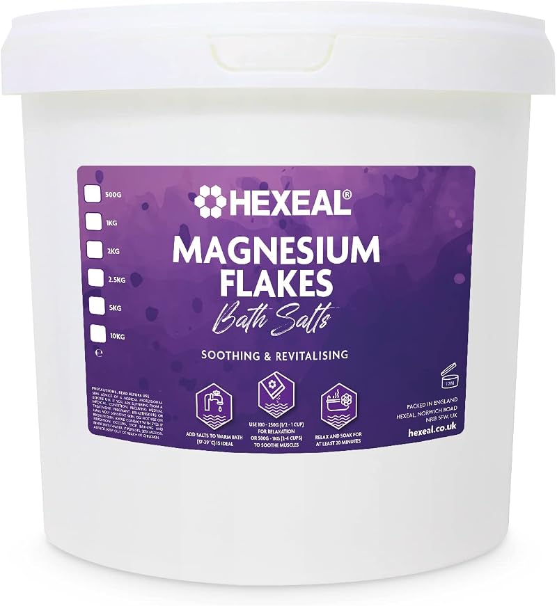 Hexeal Magnesium Flakes 5kg Bucket – Bath, Skin, Garden Uses