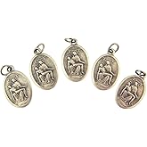 5pc Lot, Catholic Patron Saints Loose Medals (Charms), 1" Oval, Oxidized Silver, Pieta