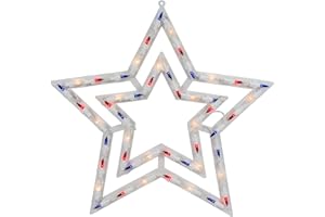 NORTHLIGHT Lighted Patriotic Star Window Decoration - 17"