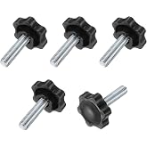 uxcell 5Pcs 3/8"-16 Star Knobs 1.4" Threaded Stud Male Clamping Knob | Plastic Screw Hand Tightening Replacement Knob,for Industrial Furniture Tools Jigs Clamps, Black